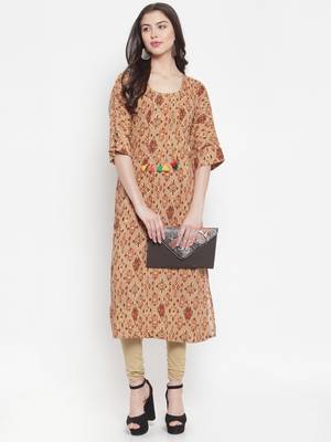 Brown plain rayon kurtas-and-kurtis 4