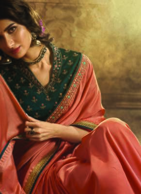 Orange Embroidered Art Silk Saree With Blouse 3