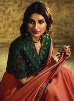 Orange Embroidered Art Silk Saree With Blouse 4