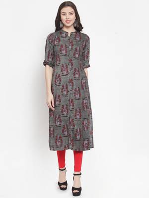 Grey plain rayon kurtas-and-kurtis 1