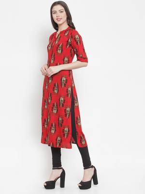 Red plain rayon kurtas-and-kurtis 2