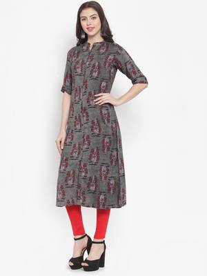 Grey plain rayon kurtas-and-kurtis 2