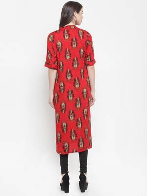 Red plain rayon kurtas-and-kurtis 3