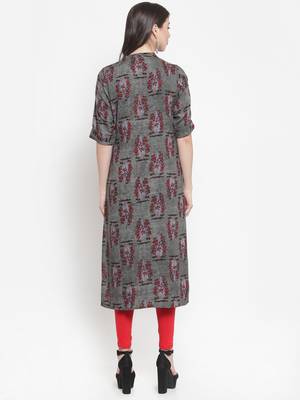 Grey plain rayon kurtas-and-kurtis 3
