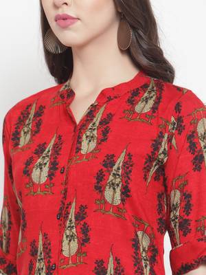 Red plain rayon kurtas-and-kurtis 5