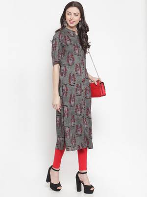 Grey plain rayon kurtas-and-kurtis 4