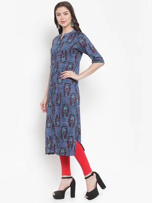 Blue plain rayon kurtas-and-kurtis 2