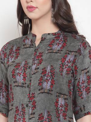 Grey plain rayon kurtas-and-kurtis 5