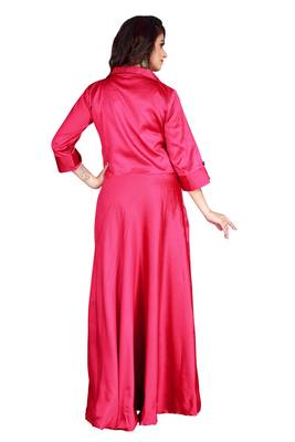 Pink Embroidered Satin Party Wear Gown 4