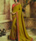 Mustard Embroidered Art Silk Saree With Blouse