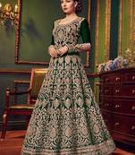 Green Embroidered Silk Blend Semi Stitched Salwar With Dupatta