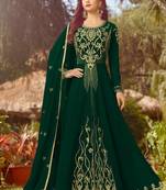 Green Embroidered Georgette Semi Stitched Salwar With Dupatta