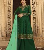 green embroidered georgette semi stitched salwar with dupatta