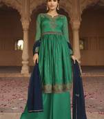 green embroidered georgette semi stitched salwar with dupatta