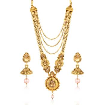 Gold pearl necklace-sets 1