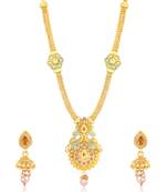 Gold pearl necklace-sets