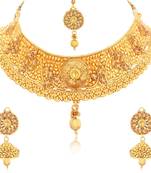 Gold pearl necklace-sets