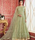 Sea-green embroidered net salwar