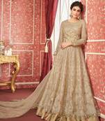 Beige embroidered net salwar