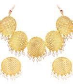 Gold pearl necklace-sets
