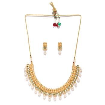 Gold pearl necklace-sets 2