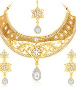Gold pearl necklace-sets