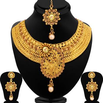 Gold pearl necklace-sets 2
