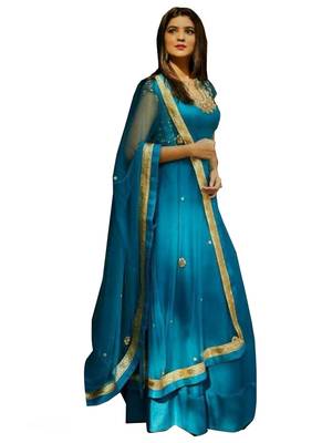 Blue Embroidered Satin Salwar 1