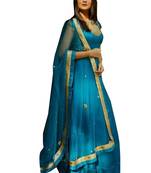 Blue Embroidered Satin Salwar