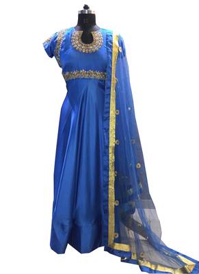 Blue Embroidered Satin Salwar 2