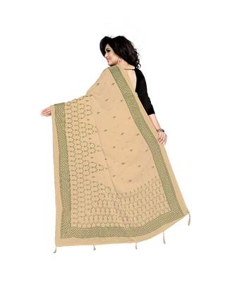 beige printed chiffon saree with blouse 3