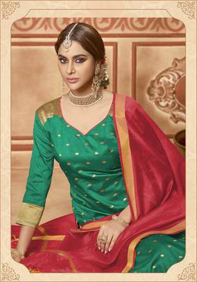 Green fancy banarasi silk salwar 2