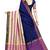 Blue Plain Cotton Saree With Blouse