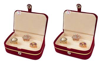 atorakushon   Velvet Combo Jewellery Box Ring Box Earrings Necklace Organiser for Women's Maroon pack of 2 2