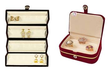 atorakushon   Velvet Combo Jewellery Box Ring Box Earrings Necklace Organiser for Women's Maroon pack of 2 1