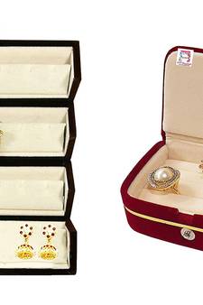 atorakushon   Velvet Combo Jewellery Box Ring Box Earrings Necklace Organiser for Women's Maroon pack of 2