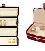 atorakushon   Velvet Combo Jewellery Box Ring Box Earrings Necklace Organiser for Women's Maroon pack of 2