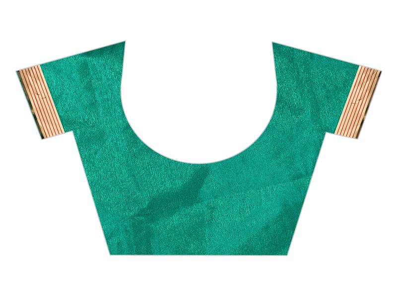 Green Plain Cotton Saree With Blouse