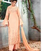 Peach embroidered chiffon salwar