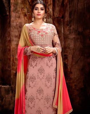 Pink embroidered georgette salwar 2