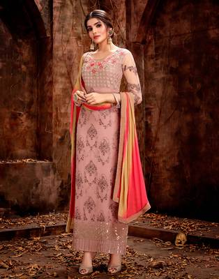 Pink embroidered georgette salwar 3