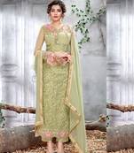 Light-green embroidered chiffon salwar