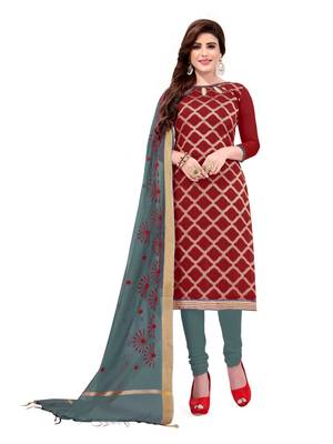 Maroon Woven Jacquard Salwar 1
