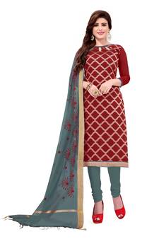 Maroon Woven Jacquard Salwar