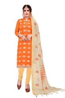 Orange Woven Jacquard Salwar