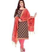 Brown Woven Jacquard Salwar