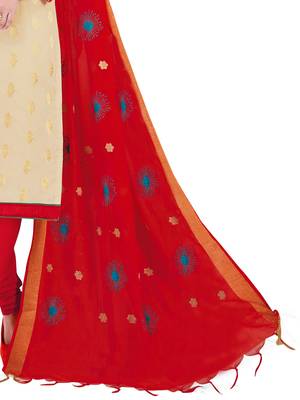 Beige Woven Jacquard Salwar 4