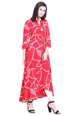 Red printed cotton kurtas-and-kurtis 4