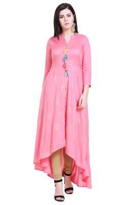 Pink printed cotton kurtas-and-kurtis 1