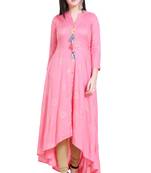 Pink printed cotton kurtas-and-kurtis